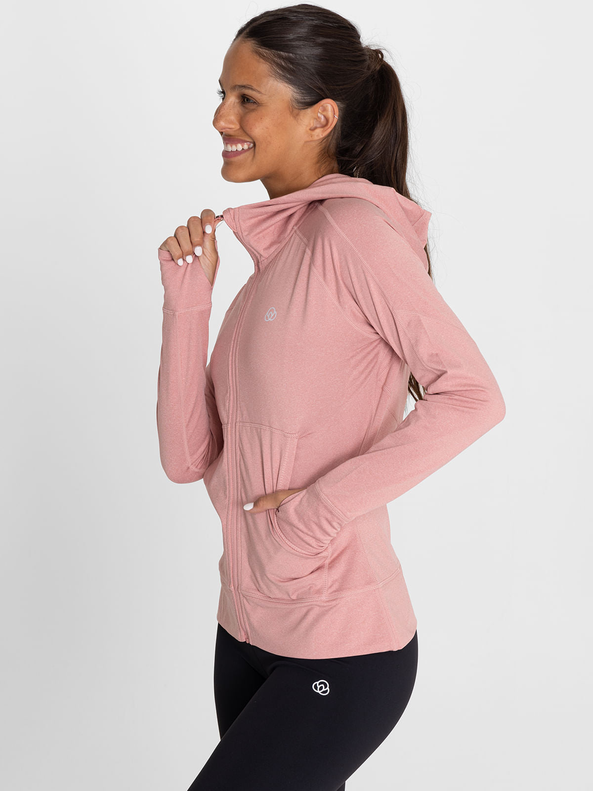 Hoodie Full Zipper Para Mujer  Warmer Rosado Bsoul