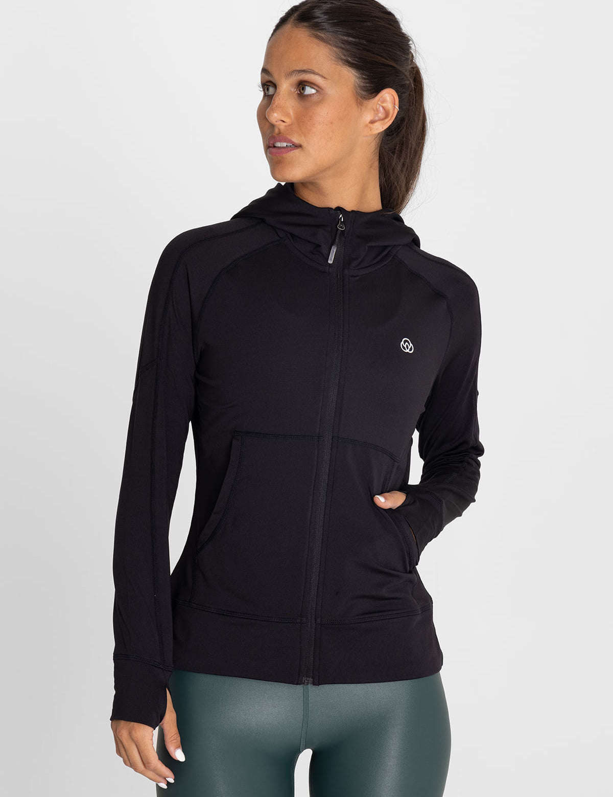 Hoodie Para Mujer Full Zip Warmer Negro Bsoul
