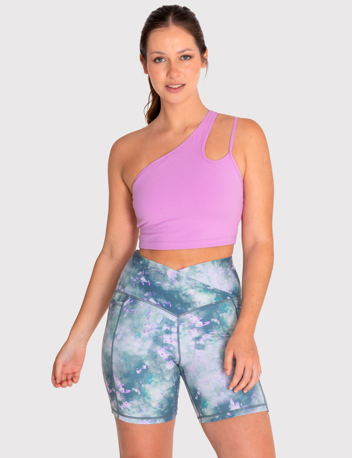 Bra Para Mujer Deportivo One Shoulder Crop Morado Bsoul