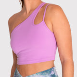 Bra Para Mujer Deportivo One Shoulder Crop Morado Bsoul