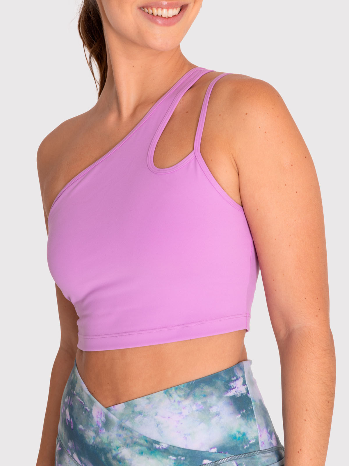 Bra Para Mujer Deportivo One Shoulder Crop Morado Bsoul