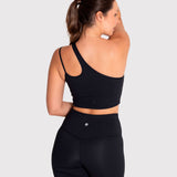 Bra Para Mujer Deportivo One Shoulder Crop Negro Bsoul