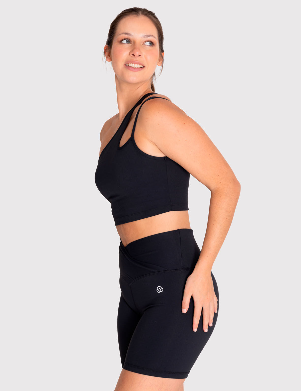 Bra Para Mujer Deportivo One Shoulder Crop Negro Bsoul