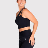 Bra Para Mujer Deportivo One Shoulder Crop Negro Bsoul