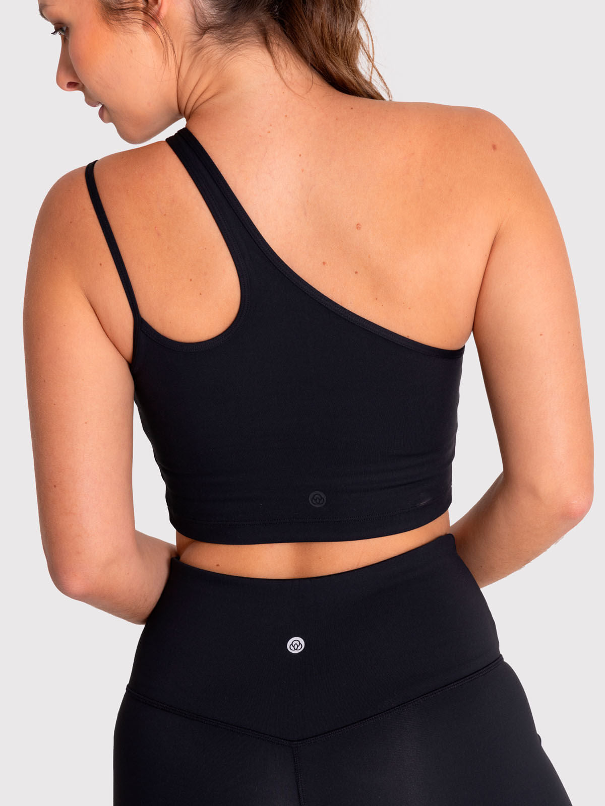 Bra Para Mujer Deportivo One Shoulder Crop Negro Bsoul