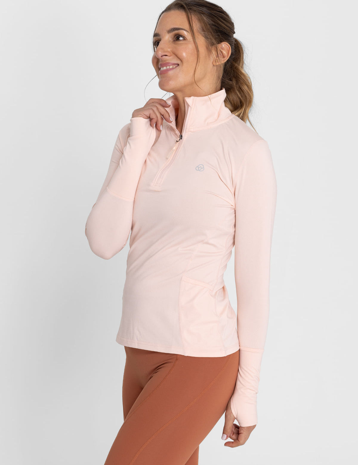 Polo Manga Larga Para Mujer  Half Zip Rosado Bsoul