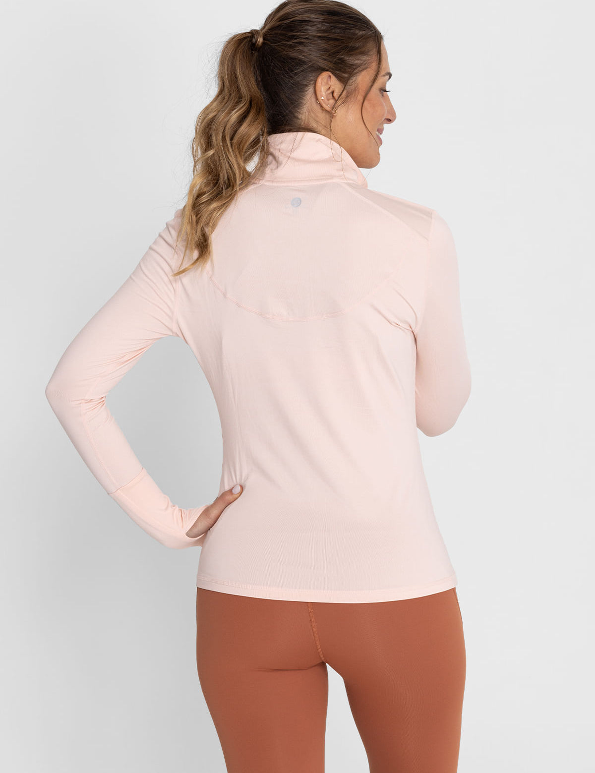 Polo Manga Larga Para Mujer  Half Zip Rosado Bsoul