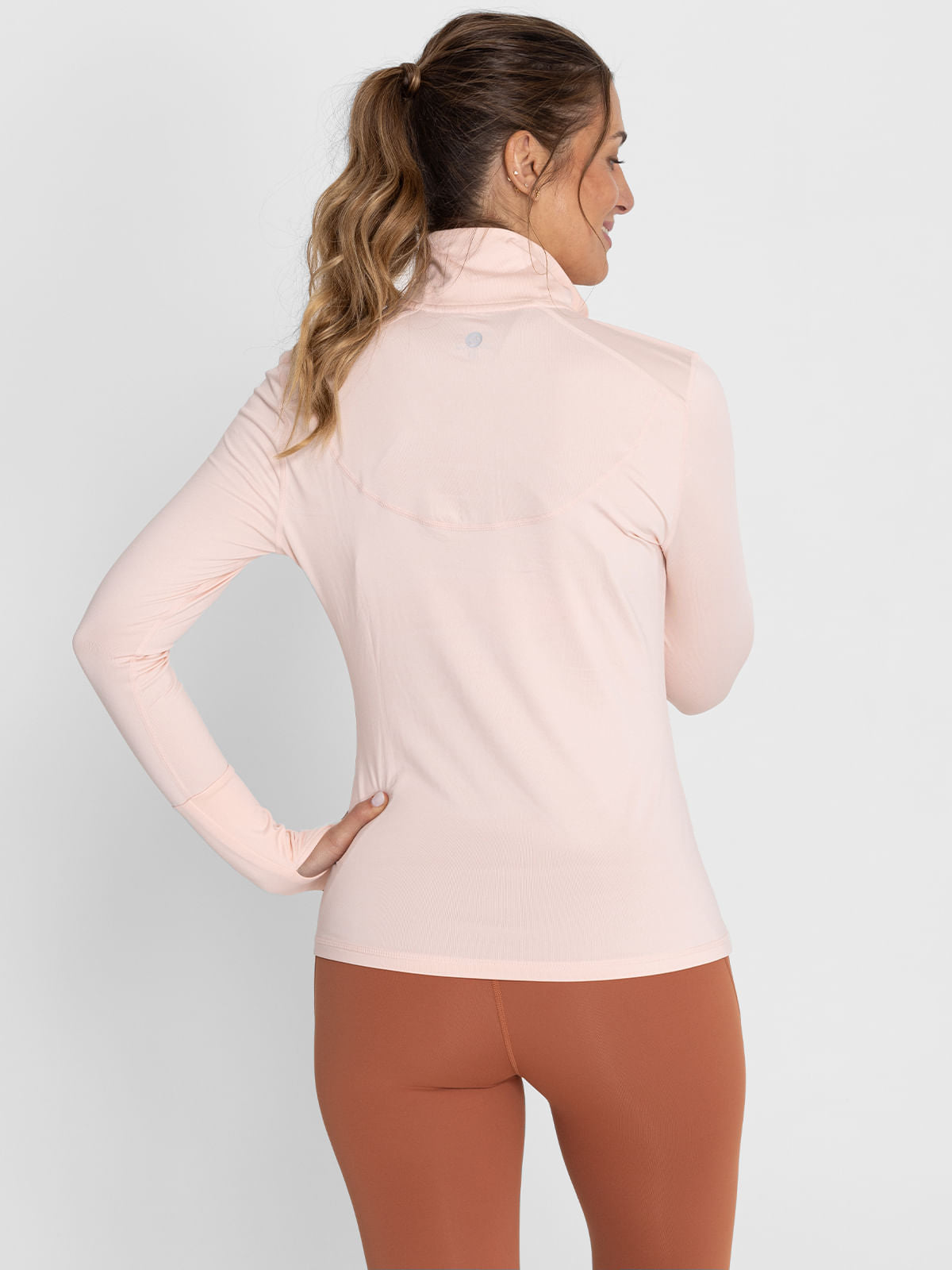 Polo Manga Larga Para Mujer  Half Zip Rosado Bsoul