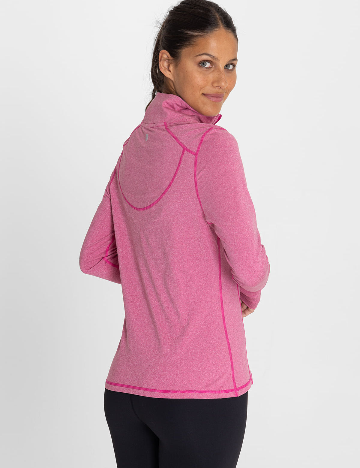 Polo Manga Larga Para Mujer  Half Zip Rosado Bsoul