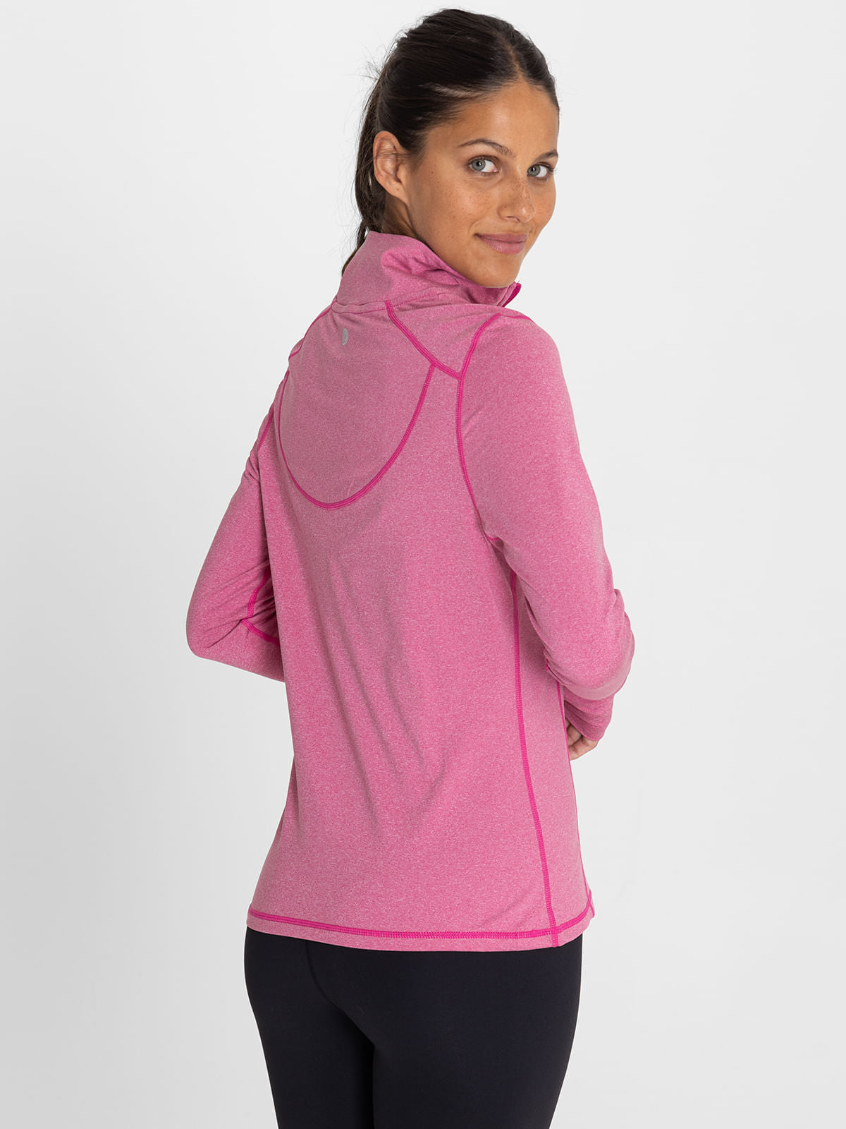 Polo Manga Larga Para Mujer  Half Zip Rosado Bsoul