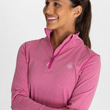 Polo Manga Larga Para Mujer  Half Zip Rosado Bsoul