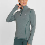 Polo Manga Larga Para Mujer  Half Zip Gris Bsoul