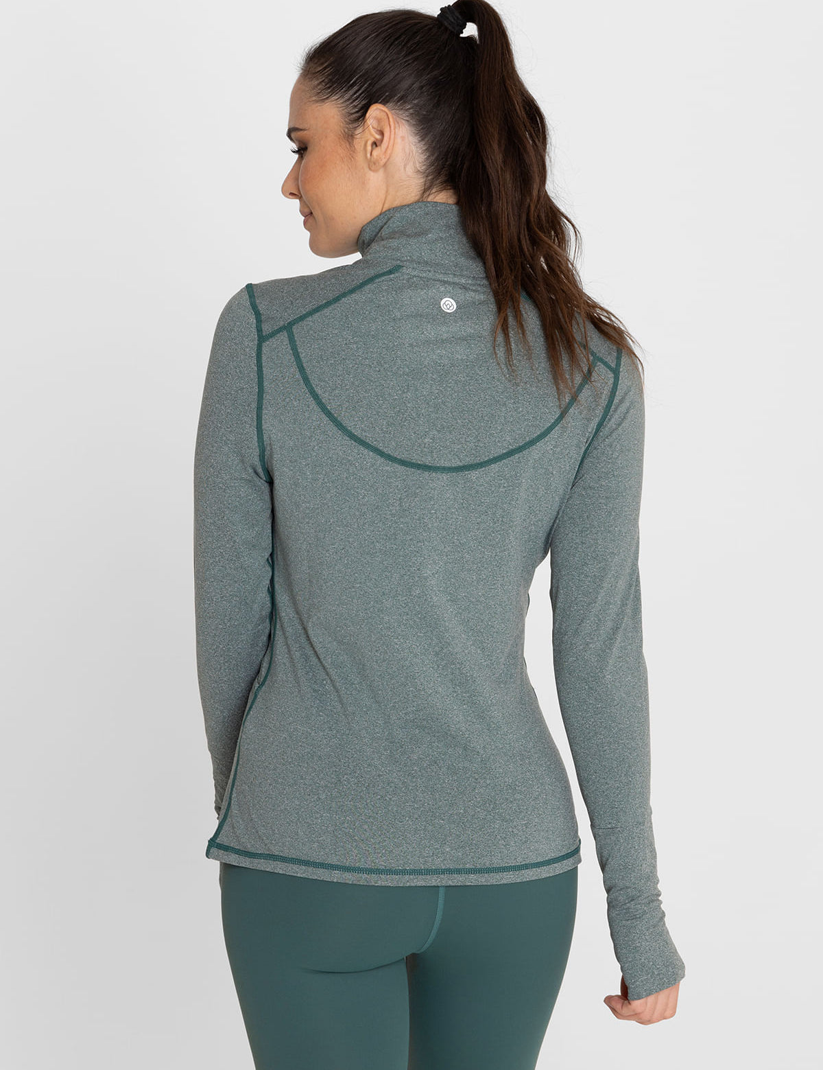 Polo Manga Larga Para Mujer  Half Zip Gris Bsoul
