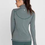 Polo Manga Larga Para Mujer  Half Zip Gris Bsoul