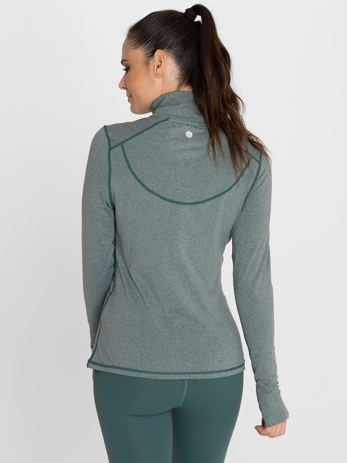 Polo Manga Larga Para Mujer  Half Zip Gris Bsoul