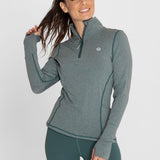 Polo Manga Larga Para Mujer  Half Zip Gris Bsoul