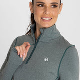 Polo Manga Larga Para Mujer  Half Zip Gris Bsoul