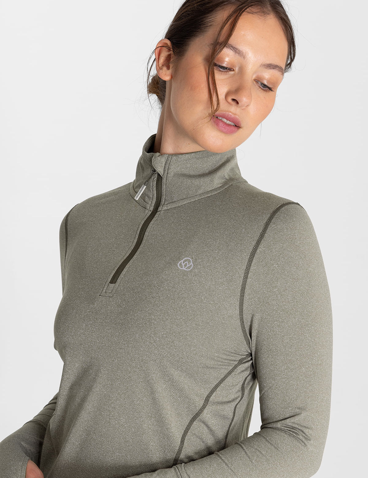 Polo Manga Larga Para Mujer  Half Zip Verde Bsoul