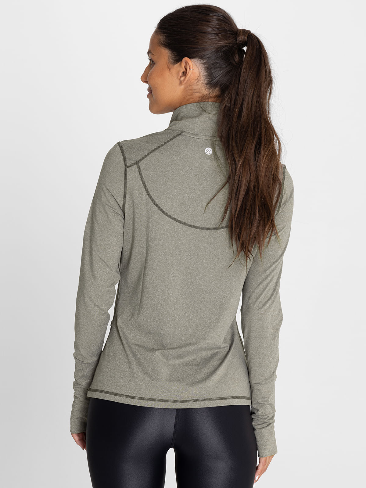 Polo Manga Larga Para Mujer  Half Zip Verde Bsoul