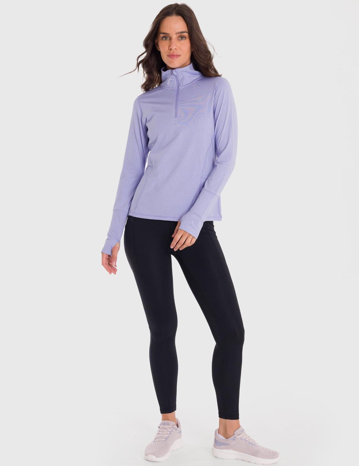 Polo Manga Larga Para Mujer Half Zip Morado Bsoul
