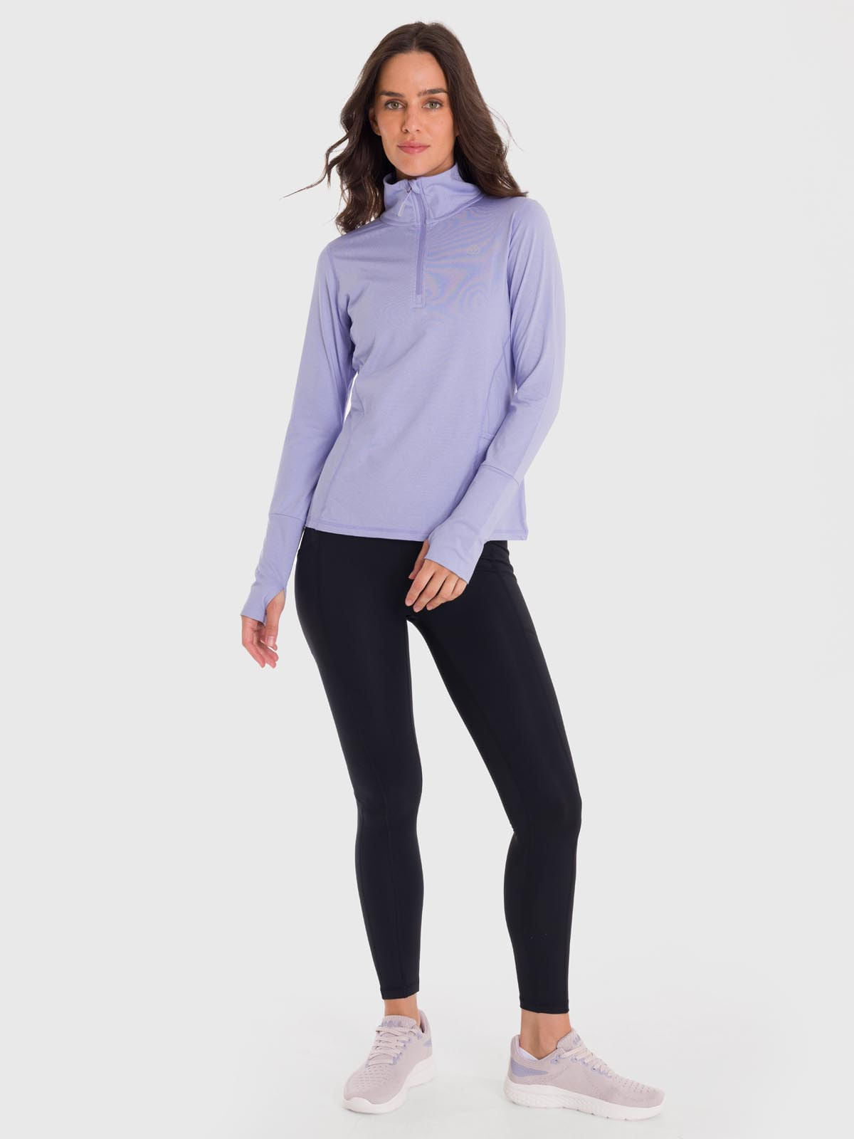 Polo Manga Larga Para Mujer Half Zip Morado Bsoul