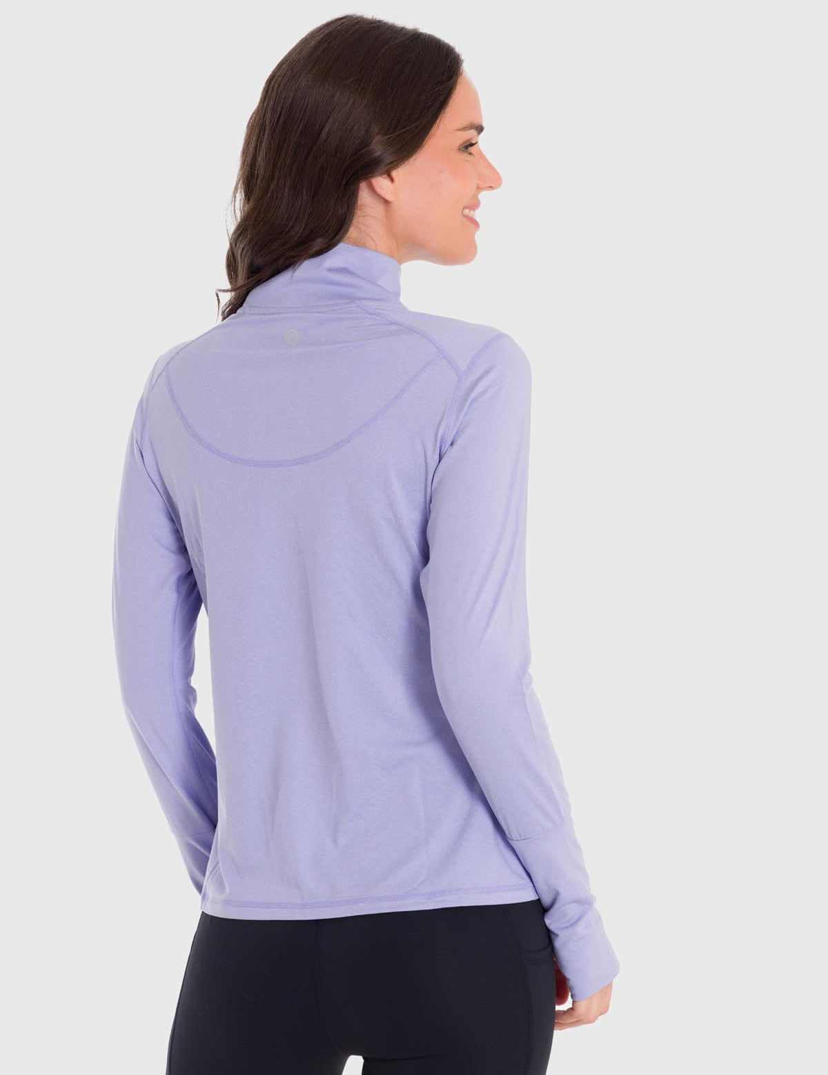 Polo Manga Larga Para Mujer Half Zip Morado Bsoul
