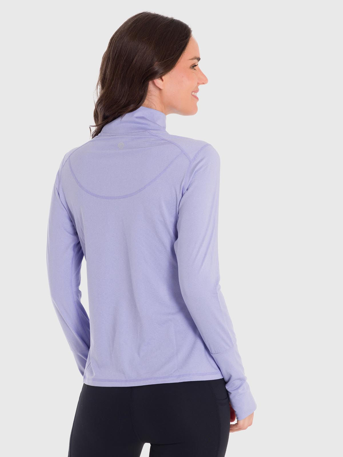 Polo Manga Larga Para Mujer Half Zip Morado Bsoul