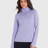 Polo Manga Larga Para Mujer Half Zip Morado Bsoul