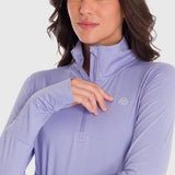 Polo Manga Larga Para Mujer Half Zip Morado Bsoul