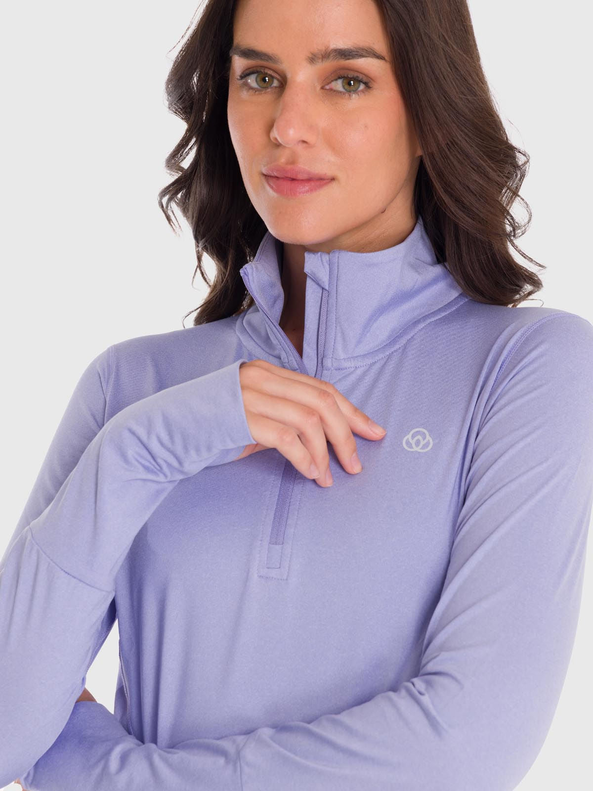Polo Manga Larga Para Mujer Half Zip Morado Bsoul