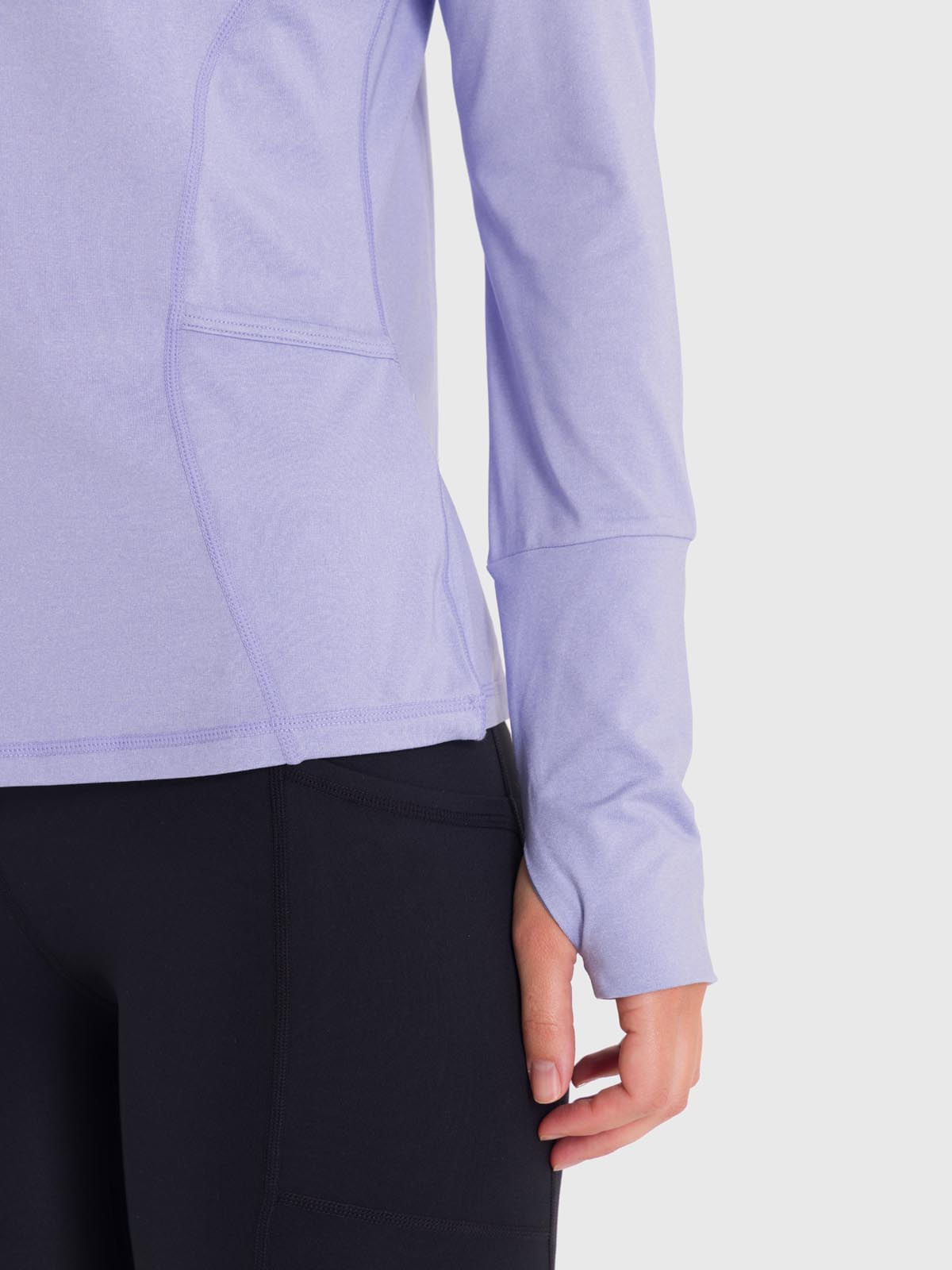 Polo Manga Larga Para Mujer Half Zip Morado Bsoul