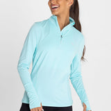 Polo Manga Larga Para Mujer  Half Zip Celeste Bsoul