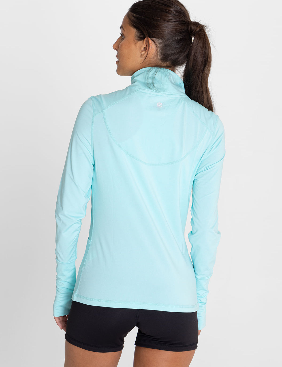 Polo Manga Larga Para Mujer  Half Zip Celeste Bsoul