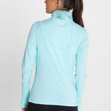 Polo Manga Larga Para Mujer  Half Zip Celeste Bsoul