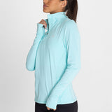 Polo Manga Larga Para Mujer  Half Zip Celeste Bsoul