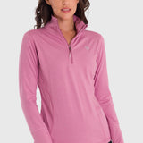 Polo Manga Larga Para Mujer Half Zip Rosado Bsoul