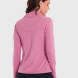 Polo Manga Larga Para Mujer Half Zip Rosado Bsoul