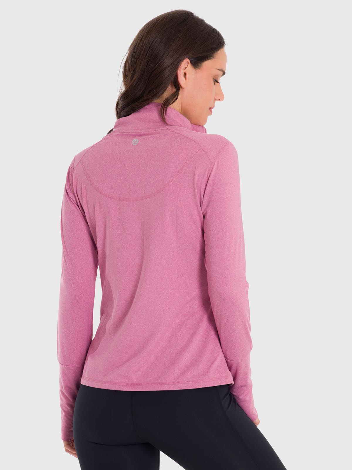 Polo Manga Larga Para Mujer Half Zip Rosado Bsoul