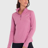 Polo Manga Larga Para Mujer Half Zip Rosado Bsoul