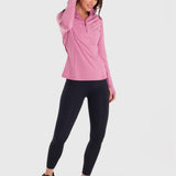 Polo Manga Larga Para Mujer Half Zip Rosado Bsoul