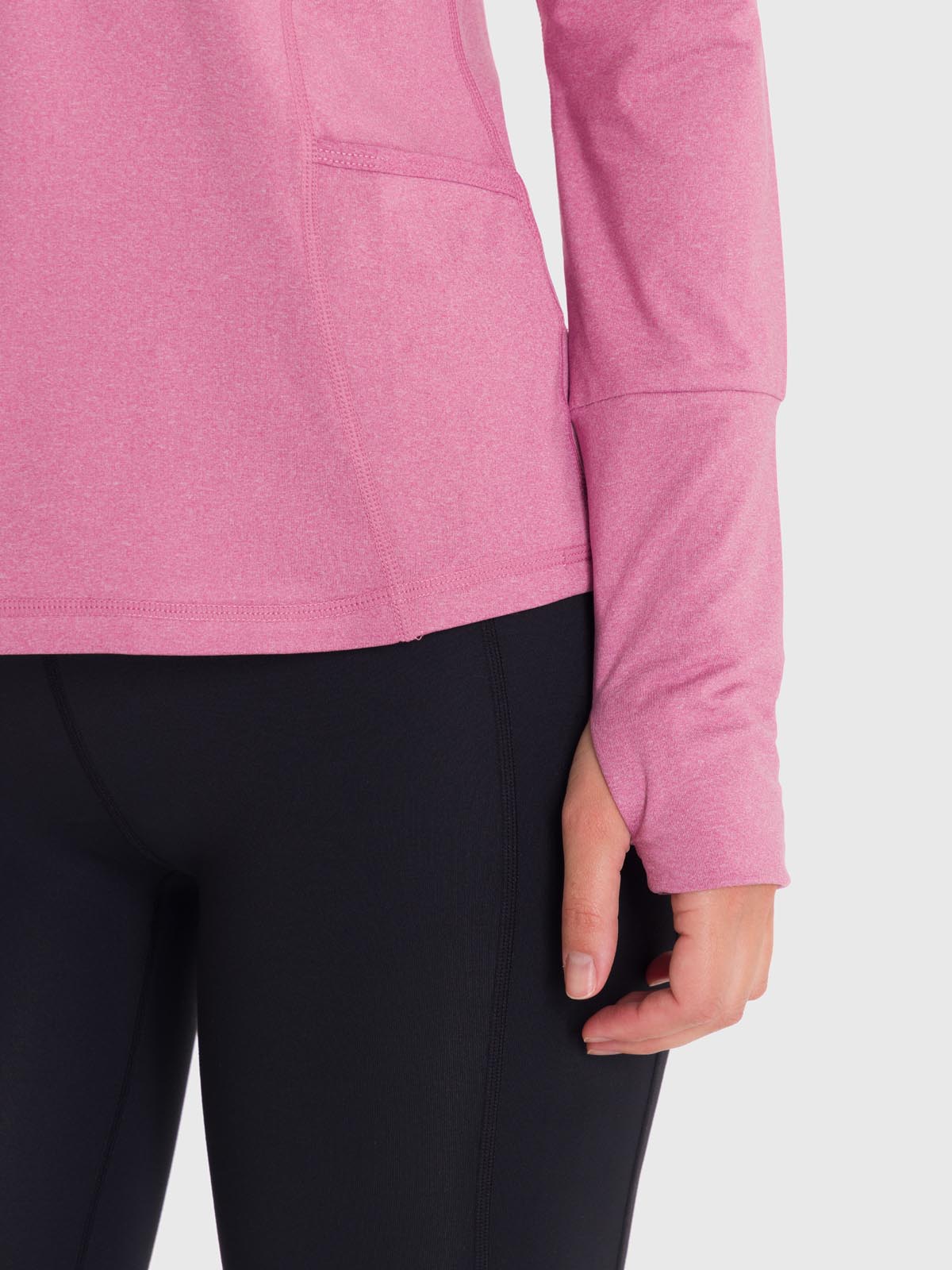 Polo Manga Larga Para Mujer Half Zip Rosado Bsoul
